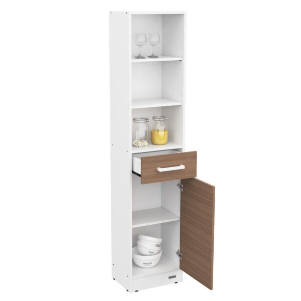 DESPENSERO MOSCONI ORGANIZADOR 180 CM PUERTA CAJoN Y ESTANTES 10200 COLOR BLANCO FRENTE CARVALHO MEZZO - Imagen 3